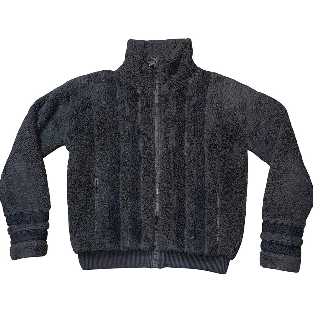 Athleta Tugga Sherpa Jacket Black Full Zip Quilted Fleece Mock Neck 599478 M